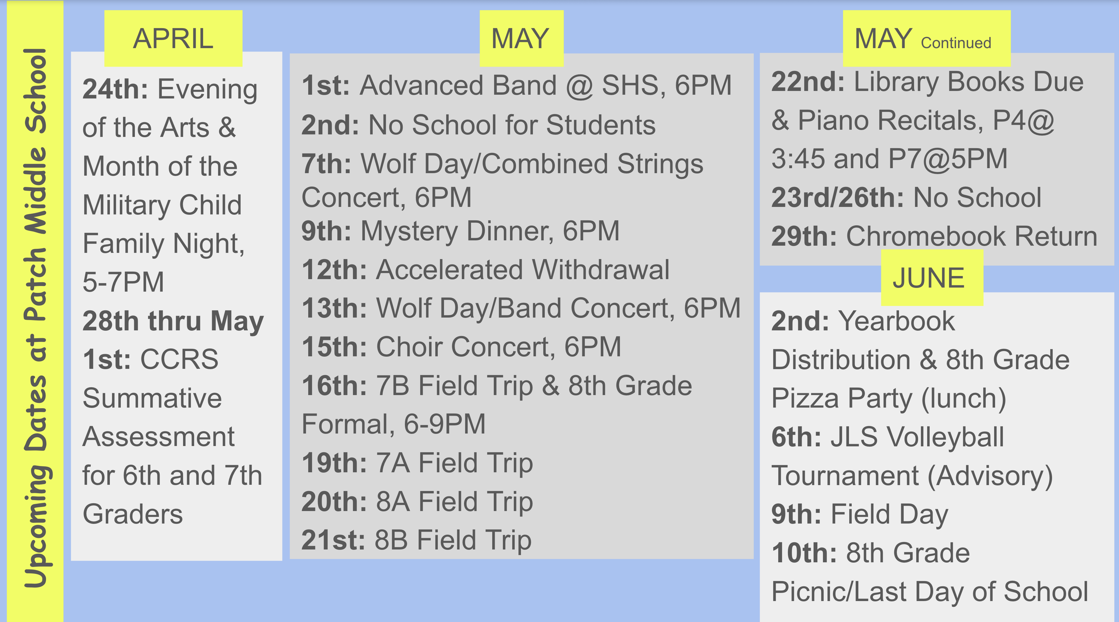 Upcoming Dates Flyer Quarter 4