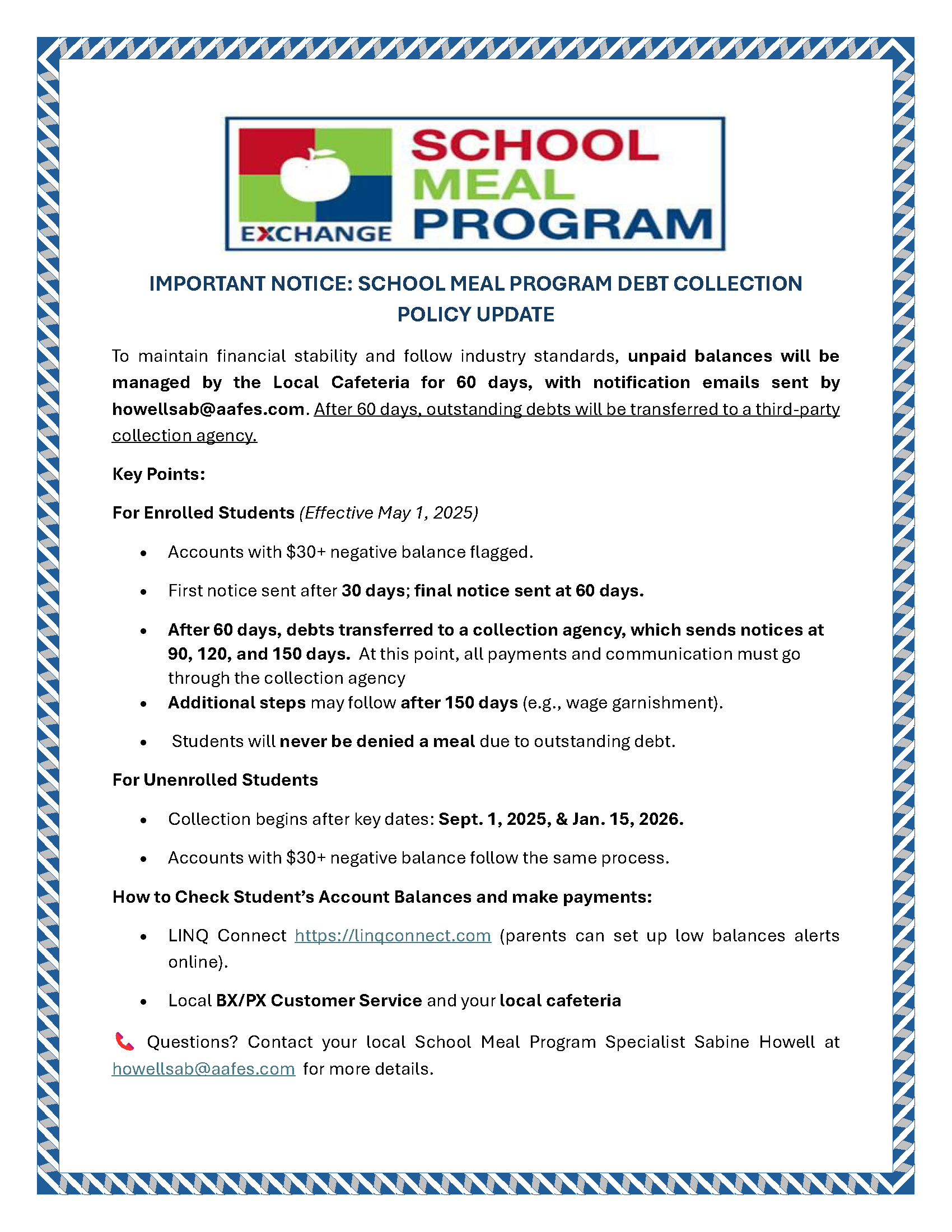 Debt Collection Flyer - Lunch program