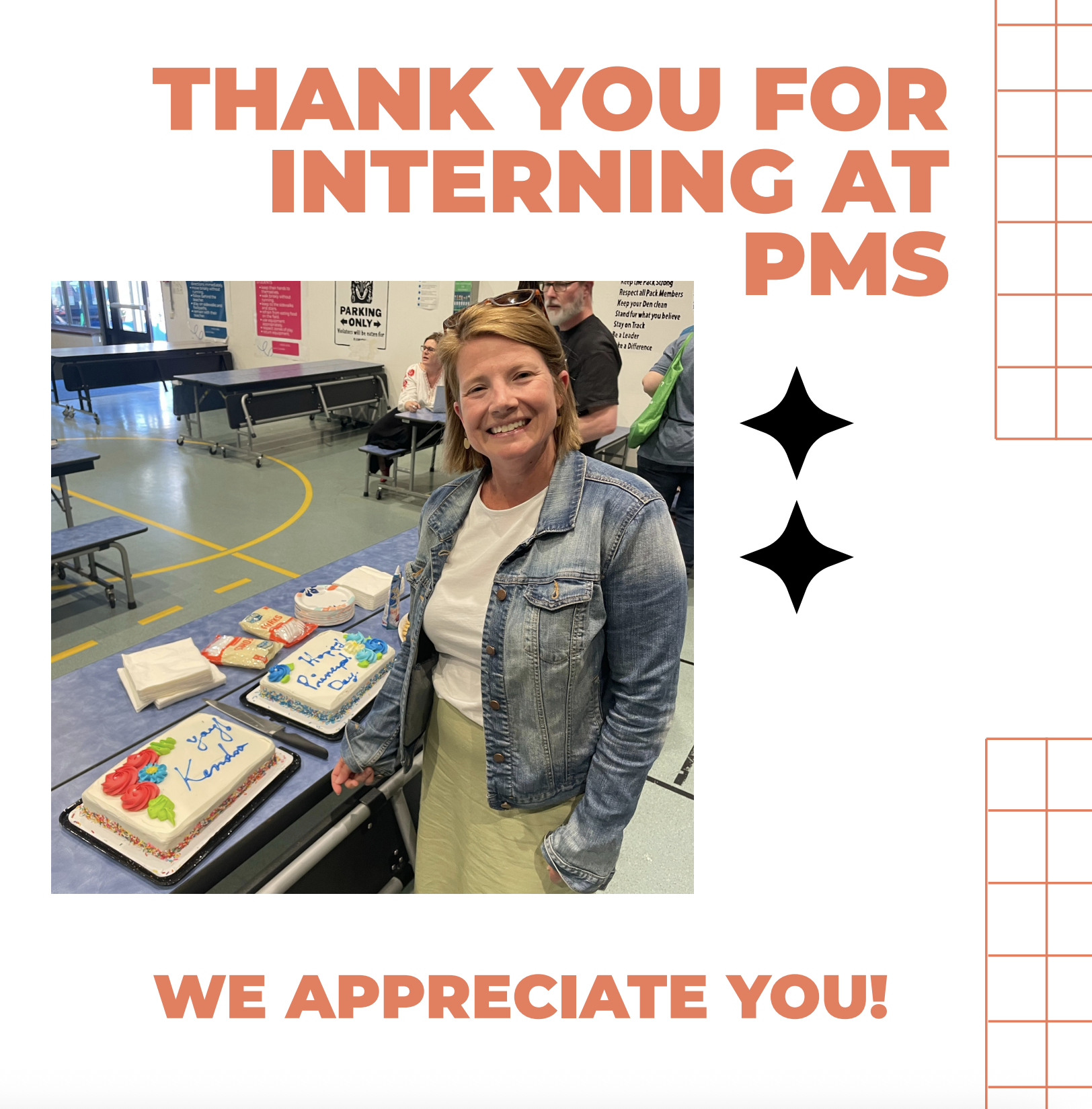 Mrs. Stole on her last day at Patch MS